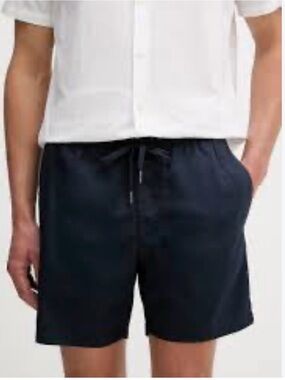Wood Wood Men's Roy Solid Lined Swim Shorts, Navy, Size Large